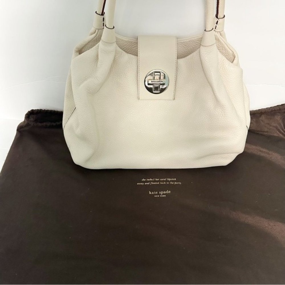 Kate Spade White Top Handle Dual Compartment Hobo Shoulder Tote Style Handbag